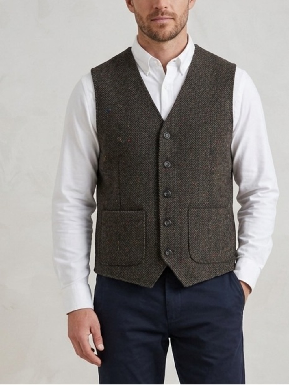 Vintage Men's Wool Tweed Waistcoat Button-Down Vest Size XL